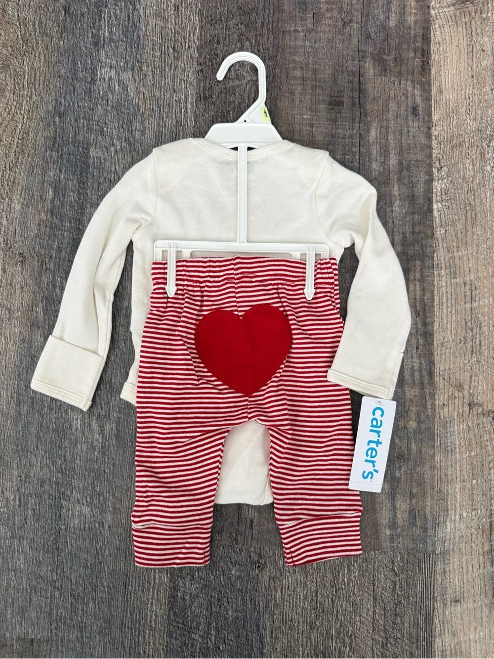 Carters My First Valentine's Day Cream & Red Baby Set NWT